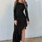 Wave Swing Slant Shoulder Elegant Waist Long Sleeve Dress