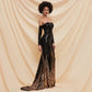Robe de soirée tube et épaules dénudées