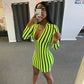 Summer Fashion Color Contrast Striped Print Dress