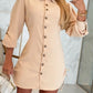 Fashion Personality Drawstring Solid Color Dress Women