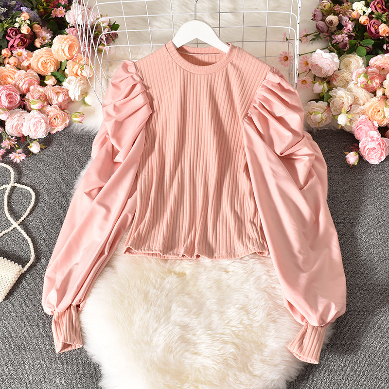 Bubble Shirt Sleeve Stitching Fake Two Shirts