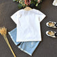 Girls two-piece summer children's clothing girls short-sleeved T-shirt