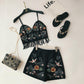 New holiday fashion suit heavy industry embroidered flower sling top + high waist embroidered shorts two-piece suit