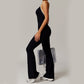 Solid Beauty-back Long Pants Jumpsuit Yoga Fitness Running Dance Slim Bodysuit Women Sports Clothing