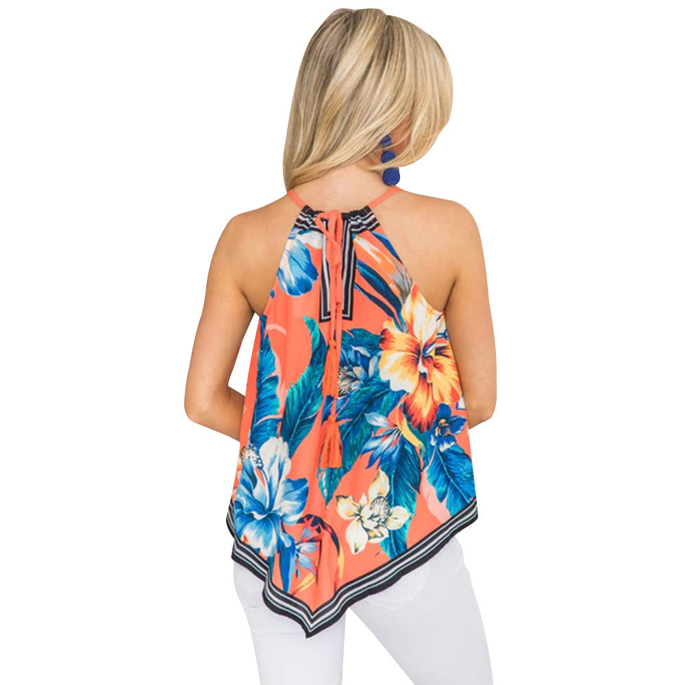 beach print halter vest