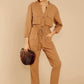 Two-color overalls long sleeve jumpsuit