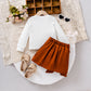 Flower Twist Stripe Long Sleeve Skirt Two-piece Set