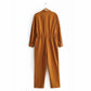 Two-color overalls long sleeve jumpsuit