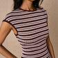 Fitted-waist Crew-neck Short-sleeve Womens Maxi Dress