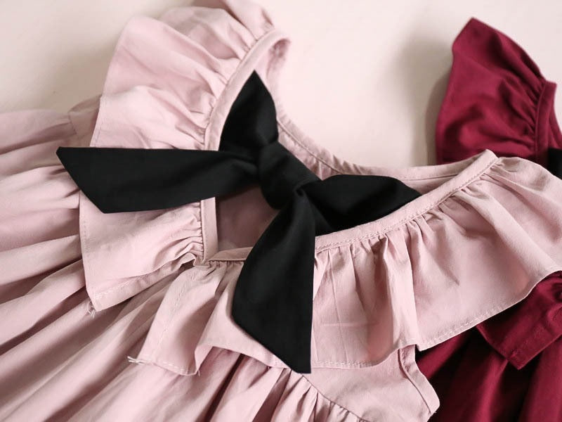 Ruffled lace bow dress