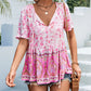 Bohemian V-neck Tie Positioning Flower Top Women