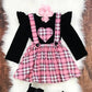 Love Long-sleeved Blouse Plaid Suspender Skirt Two-piece Children's Wear