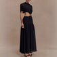 Sleeveless Hooded Midriff Baring Figure-hugging Dress