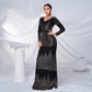 Long Sleeve V-neck Slim-fit Long Sequined Banquet Evening Dress