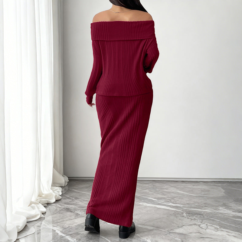 Off-shoulder Top Knitted Two-piece Women