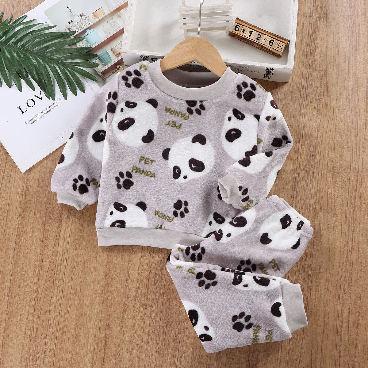 Cotton Padded Thickened Home Wear Autumn Clothes Long Pants Boys And Girls Underwear Suit