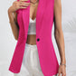 Cardigan Single Button Jacket Sleeveless Round Neck