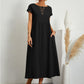 European And American Solid Color Sleeveless Loose Cotton Linen Pocket Dress