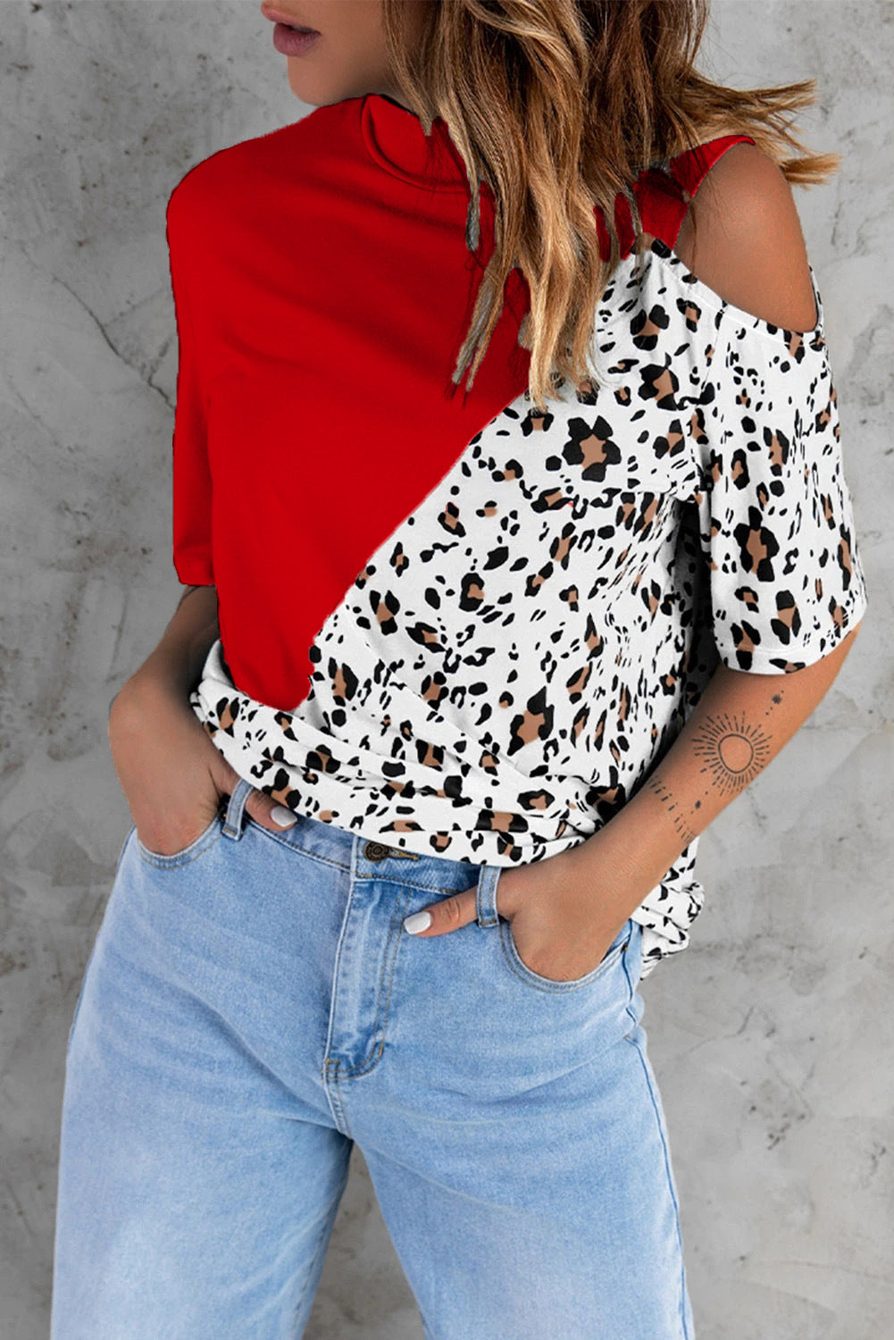 Crew Neck T-Shirt Women's Print Leopard Casual Short Sleeve Top