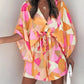 Women's V-Neck Tie Printed Beach Dress