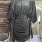 Vêtements pour femmes Robe style mondain Mode Col en V Plissé Vêtements bidirectionnels
