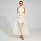 Flowy Ruffled Wedding Dress With A Halter Neckline
