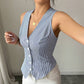 Temperament Striped Vest Sleeveless Cardigan Top