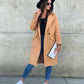 Woolen coat with button pocket and collar