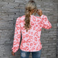 Leopard Print Printed V-neck Off-the-shoulder Long Sleeve T-shirt