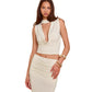Sleeveless Stacked Neckline Women's Top With Fashionable Pleated Long Skirt Two-piece Set