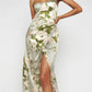French Style Temperament Elegant Waist Slit Beauty Back Sling Dress Summer Printing