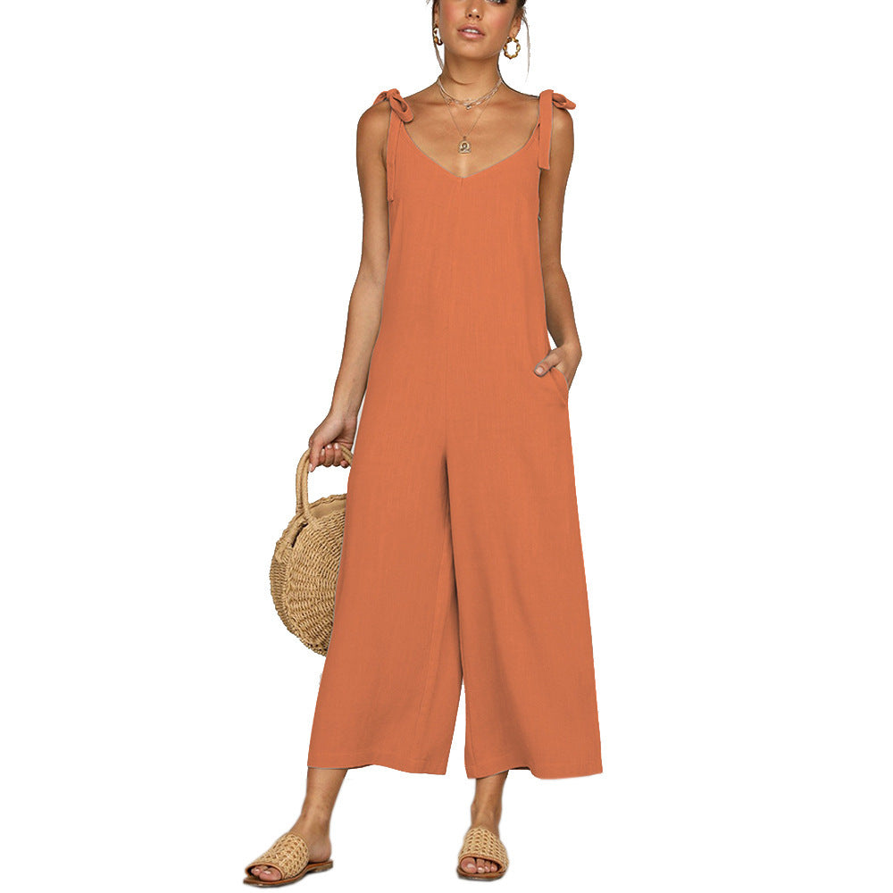 V-neck loose jumpsuit