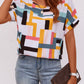 European American Fashion Floral Print Short Sleeve Top