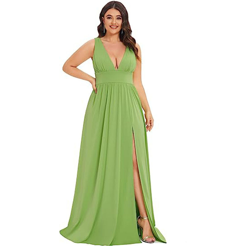 Robe trapèze ample sans manches à col en V profond