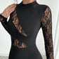 Womens Color-Block Lace Slit Sexy Bodycon Dress