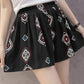 Chiffon large size wide leg pants half length loose printed shorts