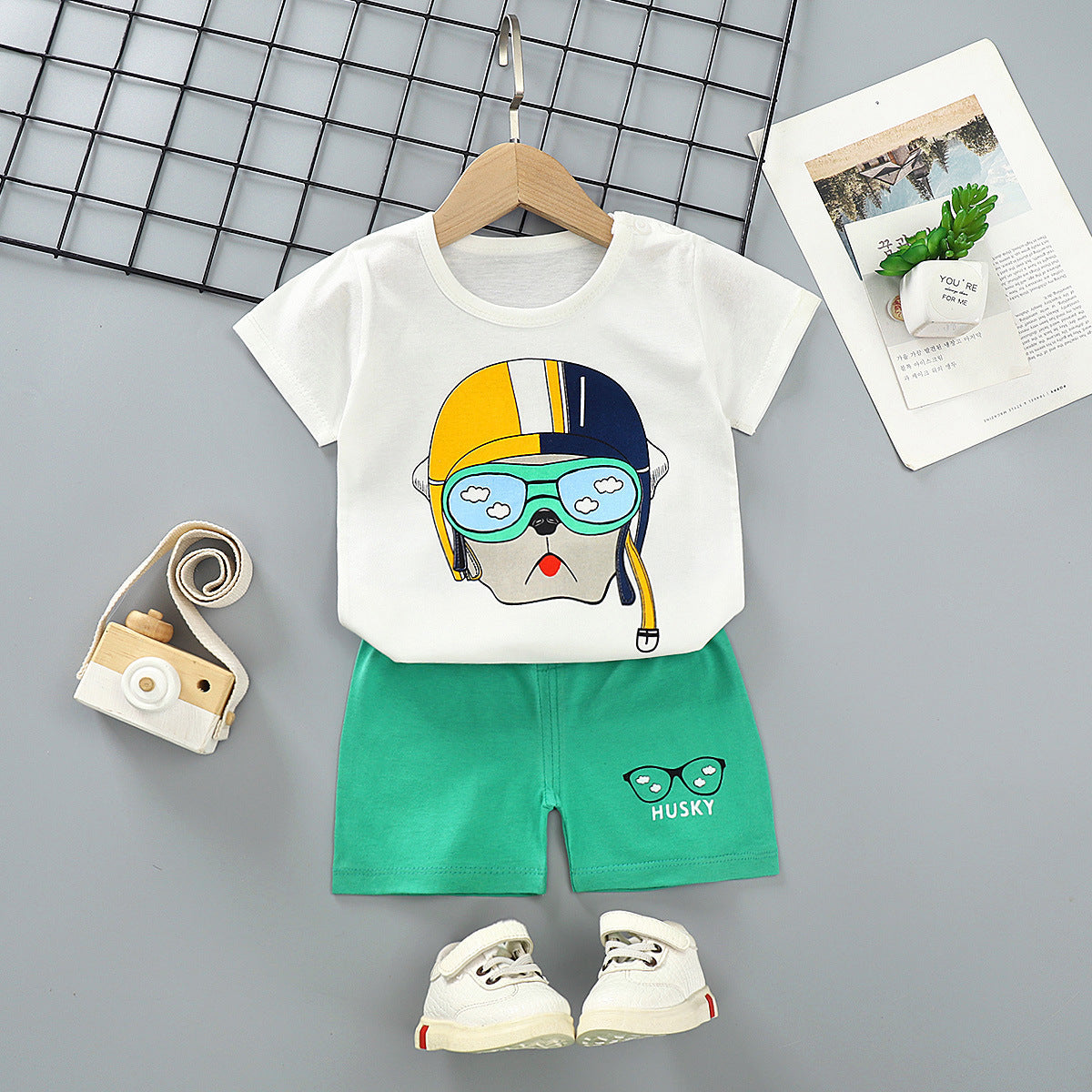 Hildren's Short-sleeved Suit Summer Cotton T-shirt