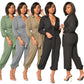 long sleeve V-neck Jumpsuit