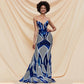 Royal blue tube top evening dress