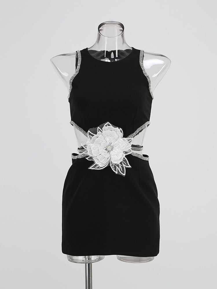 Rhinestone Flower Decoration Graceful Formal Dress