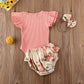 Hanging Multicolor Flying Sleeve Romper  Floral Culottes  Headscarf