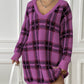 Robe à carreaux à col en V, décontractée, ample, à manches longues, vêtements pour femmes, automne et hiver