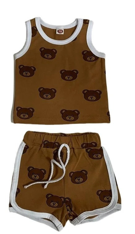 Ensemble deux pièces haut et pantalon imprimé bébé ours