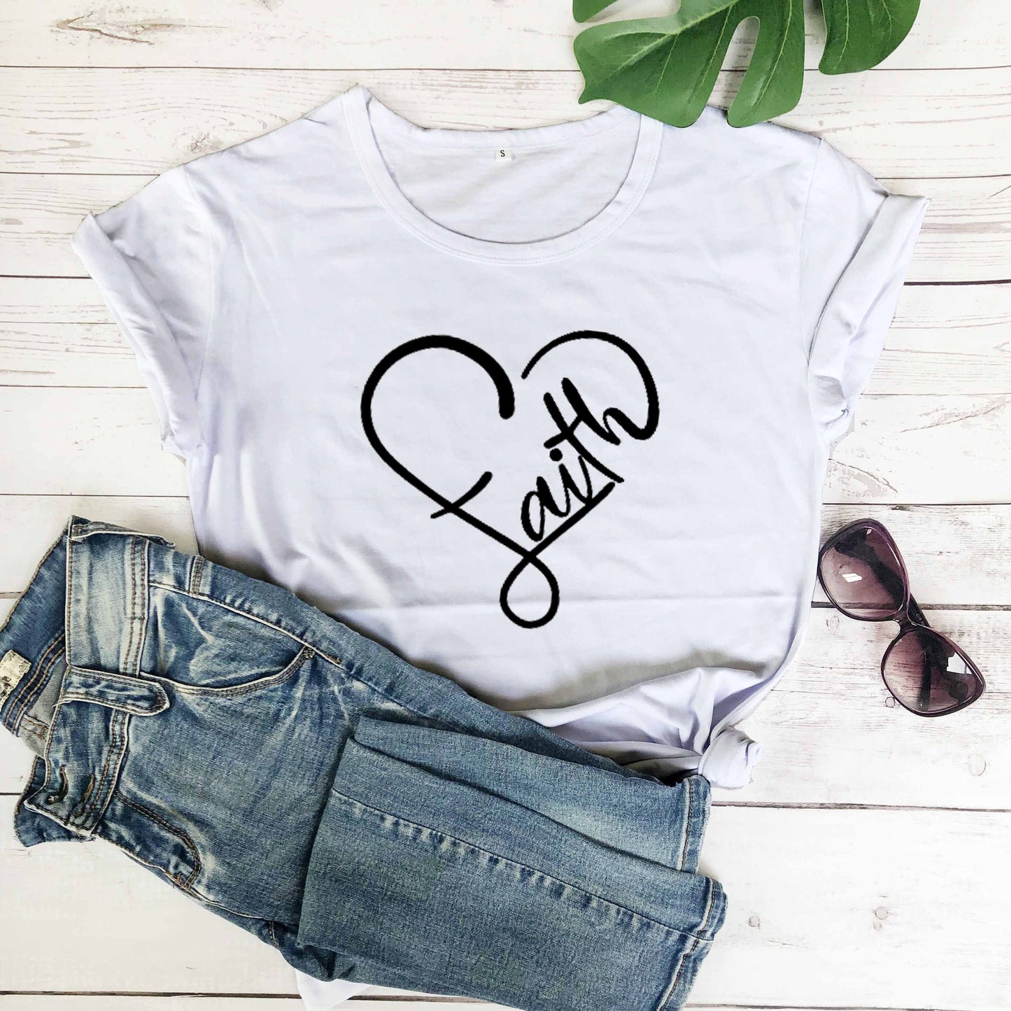 Love print t-shirt round neck short sleeve casual top