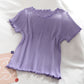 Summer Thin Elastic Pit Strip Half-Sleeved Top Pink Girl