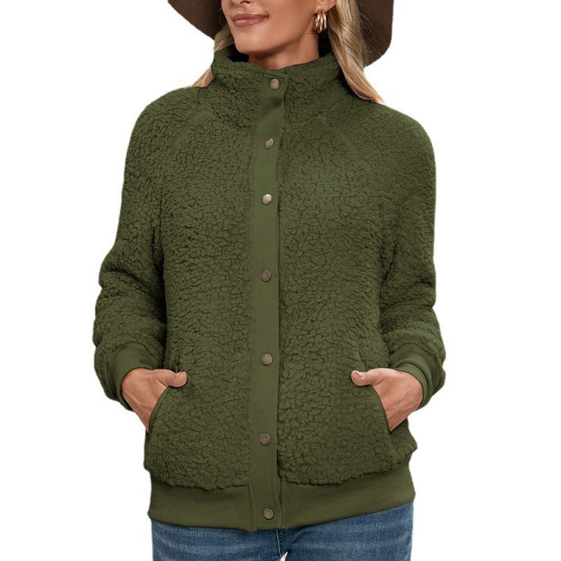 Veste cardigan en peluche d'agneau Veste en peluche double face Manteau Haut