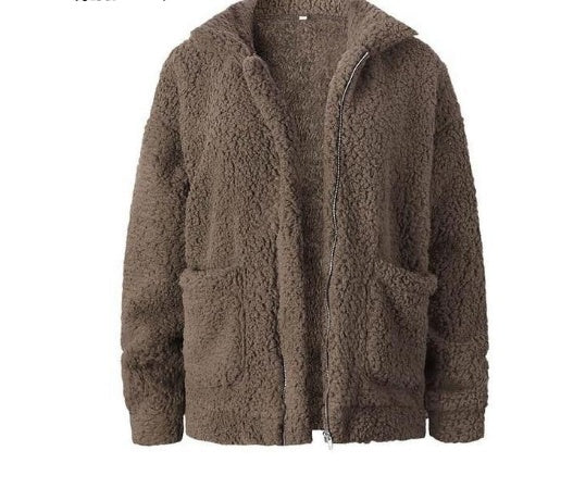 Manteau décontracté pour femme, automne-hiver, nouvelle collection Europe et États-Unis, manteau ample en laine et fourrure