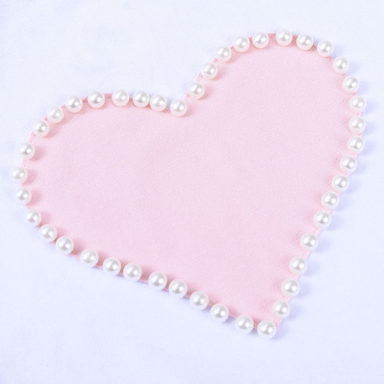 Ensemble jupe et nœud pour bébé fille, vêtements d'été européens et américains, nouvelle collection Pearl Love, blanc, manches courtes