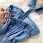 Sexy halter neck washed soft denim skirt