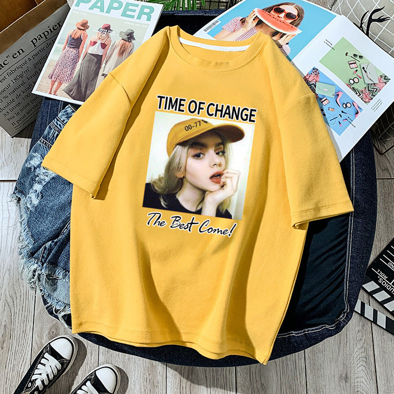Korean style loose all-match cec half sleeve t-shirt